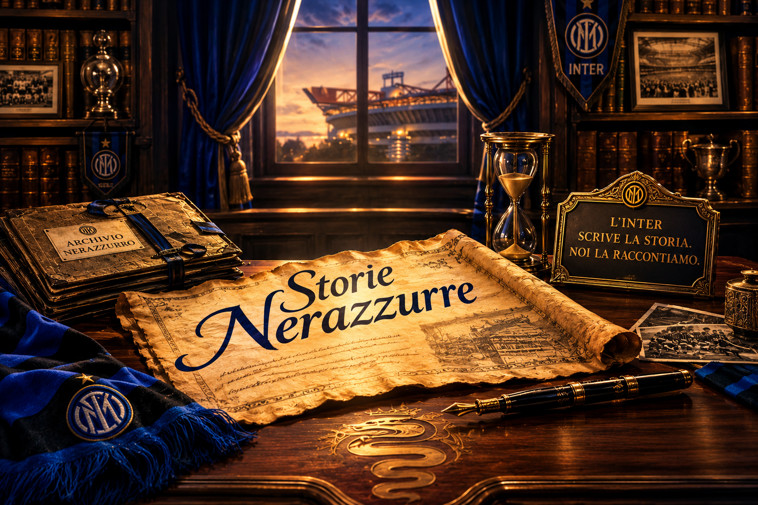 La pergamena di Storie Nerazzurre dove vengono ricordate le imprese, gli eroi e le partite della leggendaria storia dell'Inter